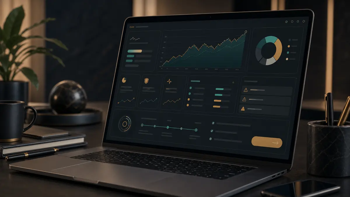 Dashboard de portafolio con valor, rendimiento y alertas